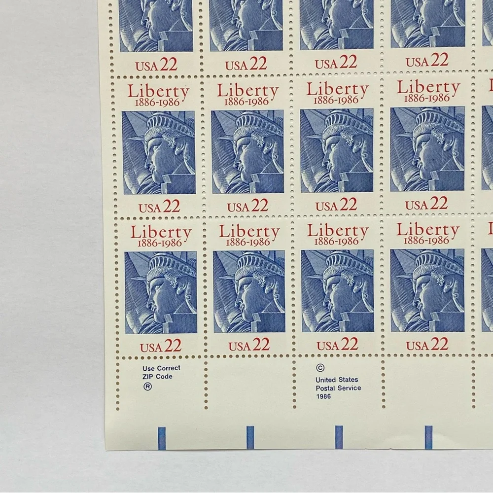 Statue of Liberty 100th Anniversary 22 Cent 1986 Mint sheet 50 MNH Scott #2224